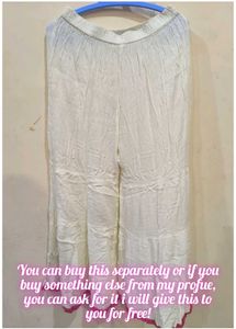 White Sharara Plazzo with Pink Trim