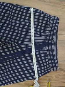 Navy Blue Stripe Drawstring Pants