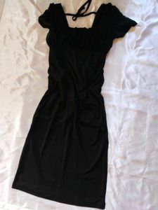 Sheer Sleeve Black Mini Dress
