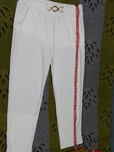 White Trousers with Gold Detail