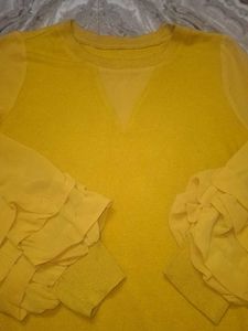 Yellow Ruffle Sleeve Top