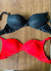 Black And Red Size 32B Padded Bra