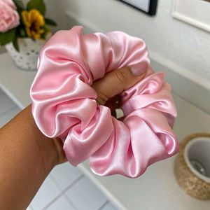 Pink Satin Scrunchie Oversized