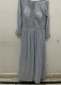 Lavender Ethnic Gown With Dupatta Beautiful Flare
