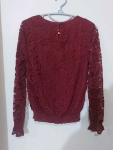 Maroon Laced Top With Lining.