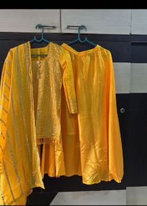 Yellow Sequin Sarara  Set
