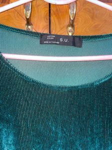 Emerald Green Velvet Long Sleeve Top