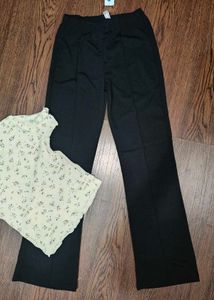 3 Set Floral Tee &amp; Black Pants