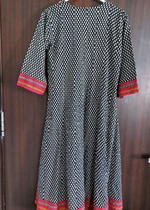 Black N White Flared Kurta