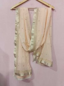 Peach Embroidered  kurta and dupatta