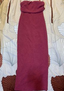 ZARA textured bandeau midi dress