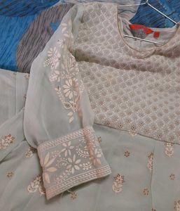 Rangriti Women Green Ethnic Anarkali and Dupatta