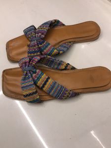 Boho Striped Bow Sandals