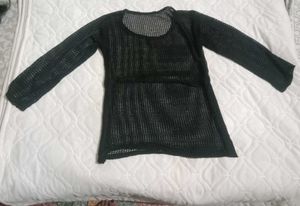 Black Mesh Long Sleeve Top