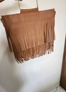 Fringed Tan Handbag