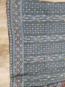 Embroidered Grey Dupatta Kameez Suit