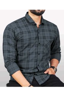 Gray Plaid Button-Down Shirt