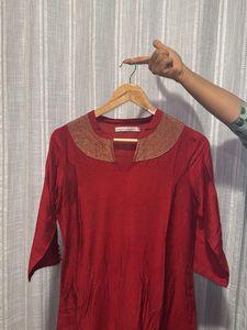 Silk Red Kurti
