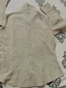 Tan Button-Down Blouse