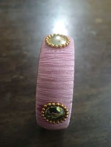 Pink &amp; Gold Silk thread Handmade Bangle