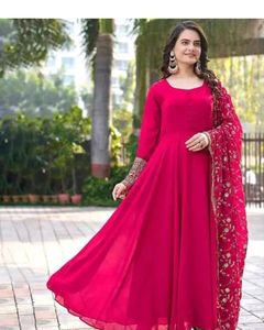 New/Unused Embroidered Straight Gown With Dupatta