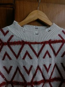 Knit Red Geometric Sweater