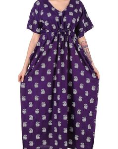 Purple Paisley Print Caftan Dress