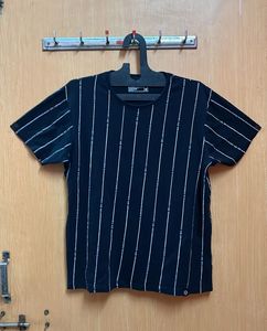 Locomotive Striped Black Tshirt For Men