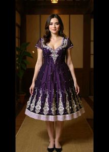 Purple Embellished Anarkali Dress