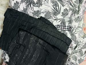 Elegant Black Striped Kurta Set