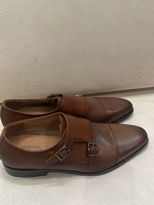 Arrow Brown Leather Monk Strap Dress Shoes