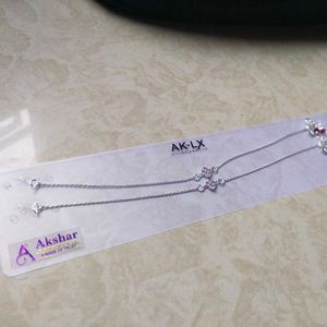 Pure Silver Pink CZ Snack 🥨 Chain ⛓️ Anklets पायल