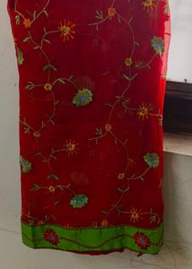 Red Embroidered Saree