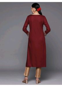 Libas women maroon straight kurti 🌻