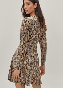 Brown Snake PrintVisit Stretch Jersey Dress