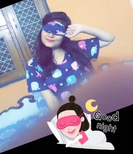 Animated Print Night Suit With Sleep(eye) Mask