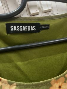 Sassafras Floral Olive Green Top