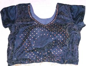 Elegant Navy Blue Velvet Blouse