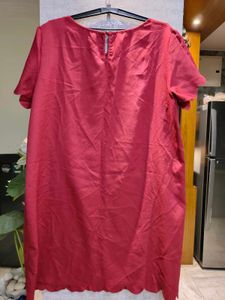 Red Sleeved Casual Dress