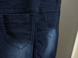 Women Navy Blue Dungaree With Unique Back Design