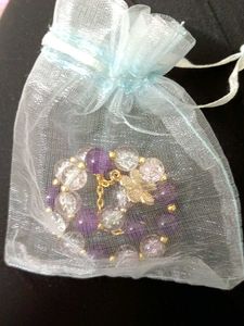 &#34;Amethyst purple ✨and Glass Pink Beaded Bracelet w