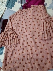 Polka Dot Ruffle Sleeve Top