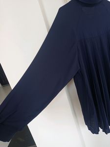 Navy Blue Pleated Blouse