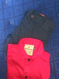 Men's Red Shirt and Blue Pants Outfit