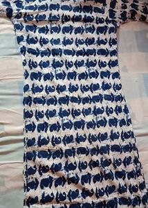 Printed Blue & White Kurta