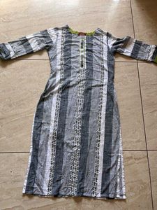 Striped Grey & White Kurta
