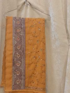 Mustard Heavy Work Saree