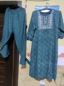 Green Printed Kurta Set