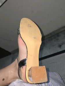 my used grey block heel