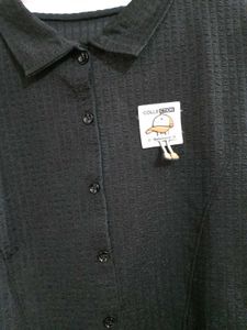 Black Button-Down Top